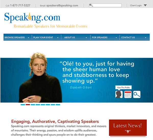 Website redesign for a keynote speakers agency